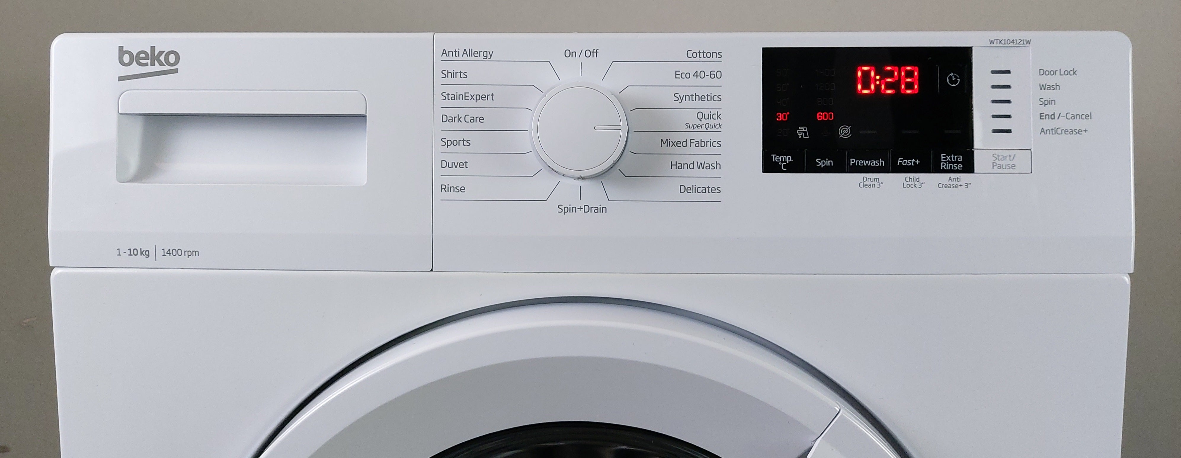 10kg Beko WTK104121W - Washing Machine - White
