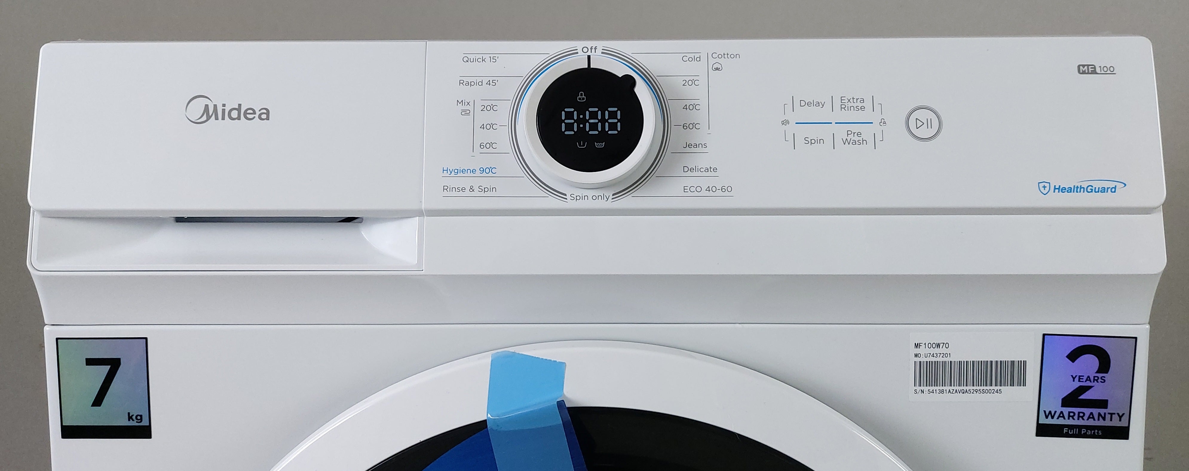 BRAND NEW - 7kg Midea Washing Machine - White - MF100W70