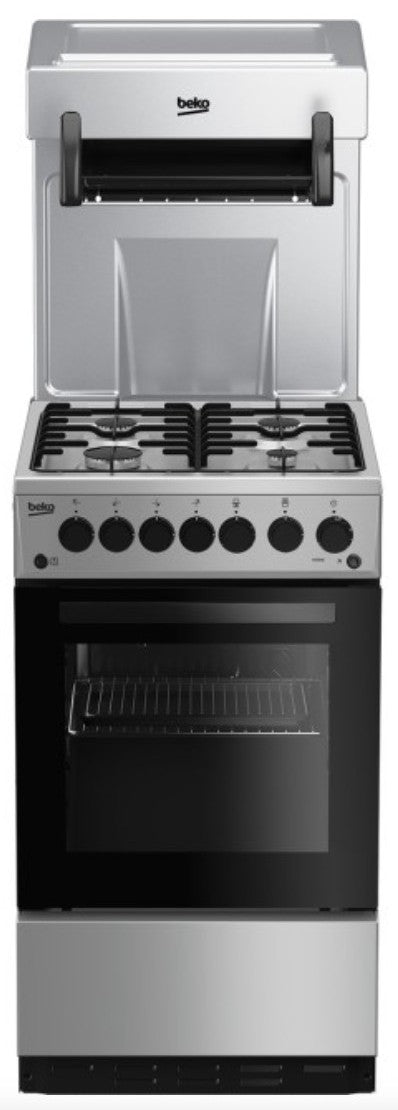 Beko KA52NES 50cm Graded Gas Cooker with Eye Level Grill - Silver